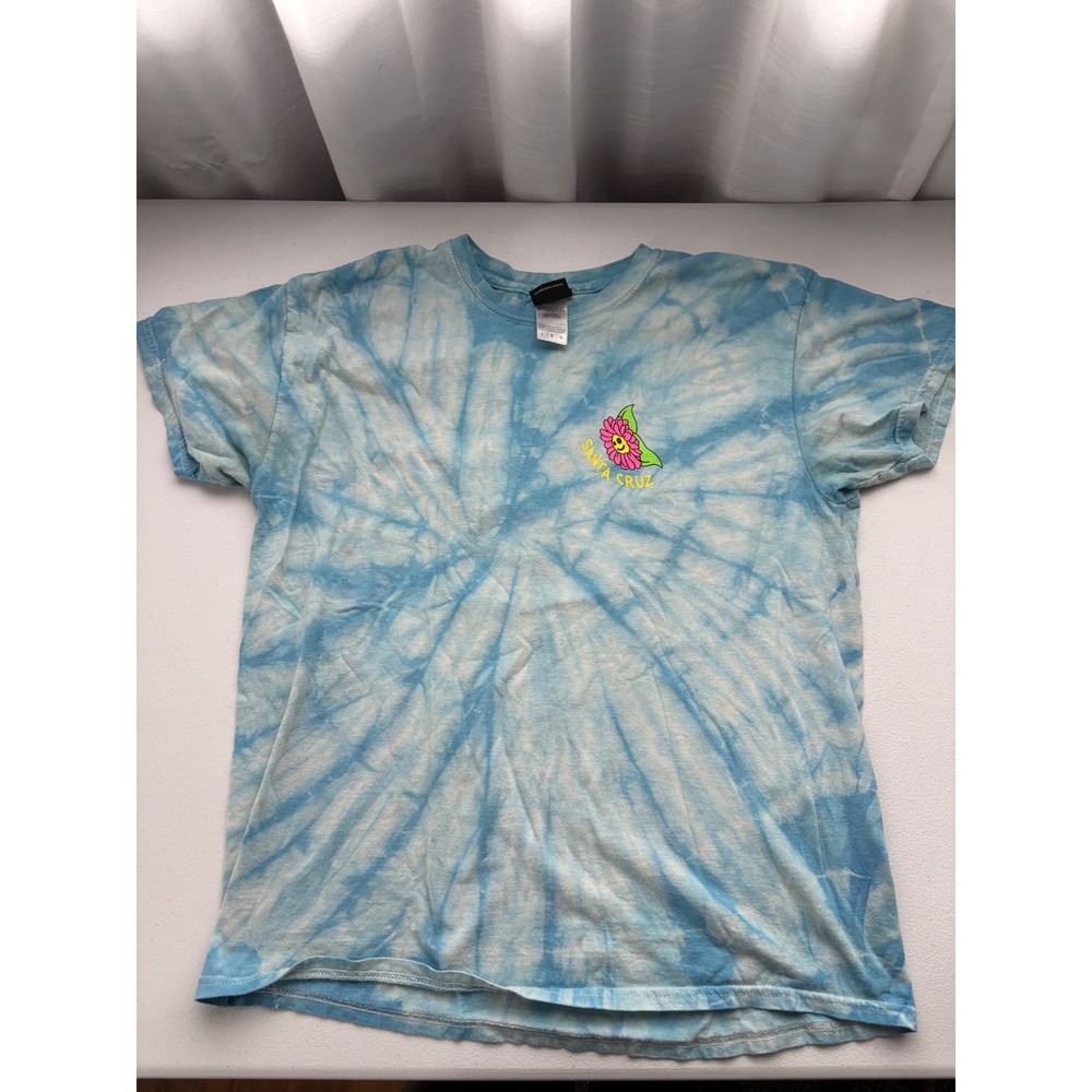 Santa Cruz Skateboards Tie Dye T-Shirt Blue White Flower Graphic Women Large